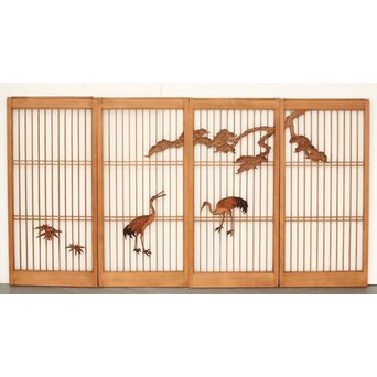 ガラス入 鶴松書院 4枚1組　R0382