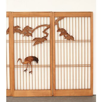 ガラス入 鶴松書院 4枚1組　R0382 