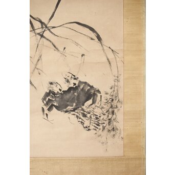 倣 皆川淇園 蟹図 紙本掛軸　Z497 