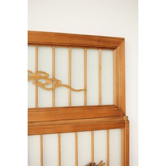 両面ガラス 鶴亀松 書院欄間 5枚1組　R0383 