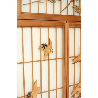 両面ガラス 鶴亀松 書院欄間 5枚1組　R0383 