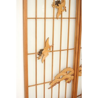 両面ガラス 鶴亀松 書院欄間 5枚1組　R0383 