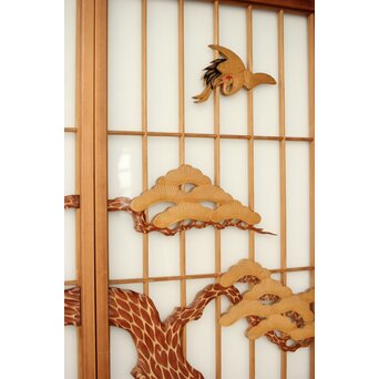 両面ガラス 鶴亀松 書院欄間 5枚1組　R0383 