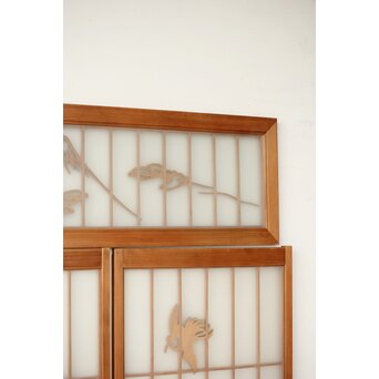 両面ガラス 鶴亀松 書院欄間 5枚1組　R0383 