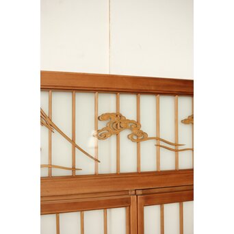 両面ガラス 鶴亀松 書院欄間 5枚1組　R0383 