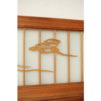両面ガラス 鶴亀松 書院欄間 5枚1組　R0383 