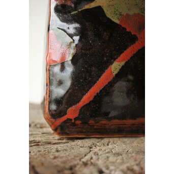 河井寛次郎 黒二色扁壺 河井敏孝識箱付　P472 