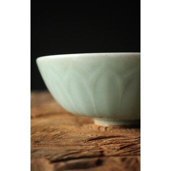 河井寛次郎/鐘渓窯 【青瓷蓮辨鉢/青磁蓮弁鉢】河井紅葩識箱付　P474 