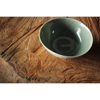 河井寛次郎/鐘渓窯 【青瓷蓮辨鉢/青磁蓮弁鉢】河井紅葩識箱付　P474 