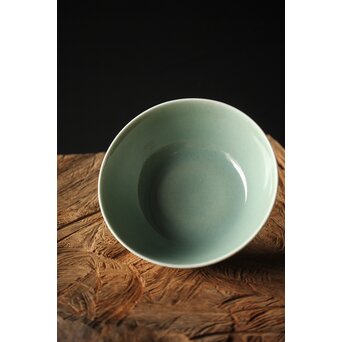 河井寛次郎/鐘渓窯 【青瓷蓮辨鉢/青磁蓮弁鉢】河井紅葩識箱付　P474 