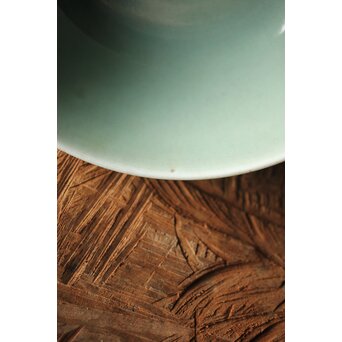 河井寛次郎/鐘渓窯 【青瓷蓮辨鉢/青磁蓮弁鉢】河井紅葩識箱付　P474 