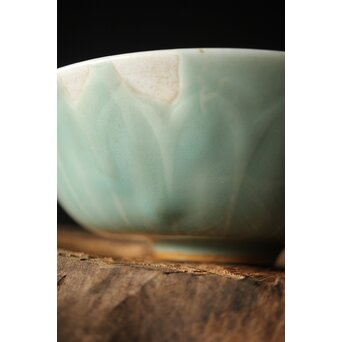 河井寛次郎/鐘渓窯 【青瓷蓮辨鉢/青磁蓮弁鉢】河井紅葩識箱付　P474 