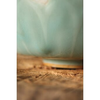 河井寛次郎/鐘渓窯 【青瓷蓮辨鉢/青磁蓮弁鉢】河井紅葩識箱付　P474 