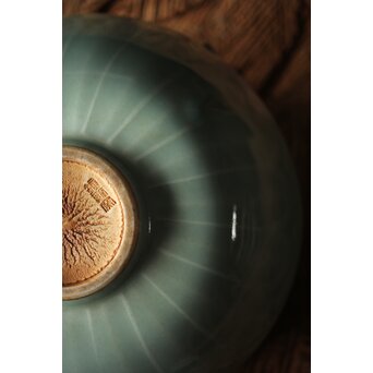 河井寛次郎/鐘渓窯 【青瓷蓮辨鉢/青磁蓮弁鉢】河井紅葩識箱付　P474 