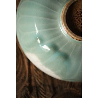 河井寛次郎/鐘渓窯 【青瓷蓮辨鉢/青磁蓮弁鉢】河井紅葩識箱付　P474 