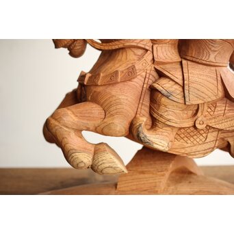 横山一夢 木彫武者 共箱　X451 