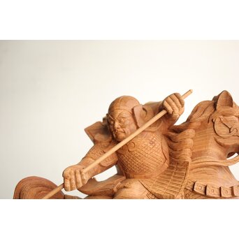 横山一夢 木彫武者 共箱　X451 