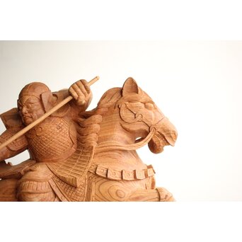 横山一夢 木彫武者 共箱　X451 