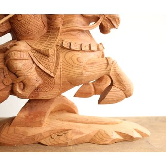 横山一夢 木彫武者 共箱　X451 