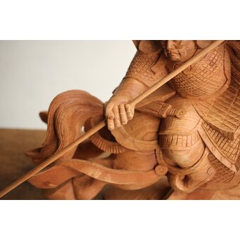 横山一夢 木彫武者 共箱　X451 