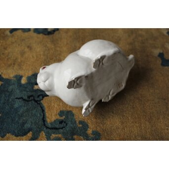 萬古焼 兎置物 萬古不易印　P475 