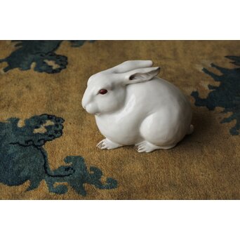 萬古焼 兎置物 萬古不易印　P475