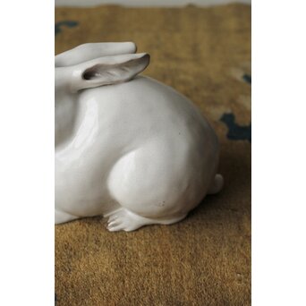 萬古焼 兎置物 萬古不易印　P475 