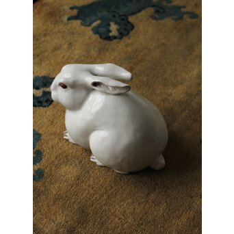 萬古焼 兎置物 萬古不易印　P475 