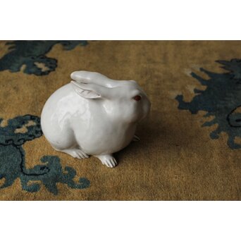 萬古焼 兎置物 萬古不易印　P475 