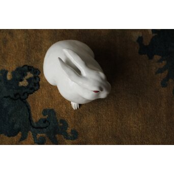 萬古焼 兎置物 萬古不易印　P475 