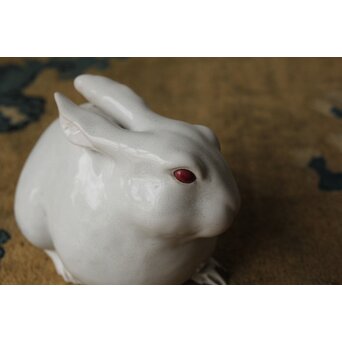 萬古焼 兎置物 萬古不易印　P475 