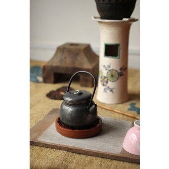 鉄提手 玉環 銀砲口急須　M412