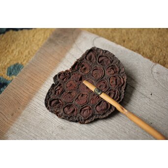 安藤竹良斎か 炉扇と蓮実瓶敷　U353 