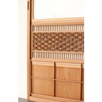 上手意匠 組子雪見障子 6枚1組　F267 障子は腰板にかかるように収納　面白い意匠です