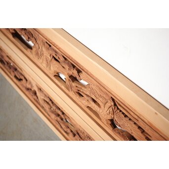 鶴松木彫欄間 2枚1組　R0388 