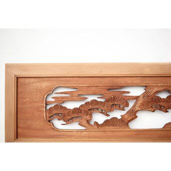 鶴松木彫欄間 2枚1組　R0388 