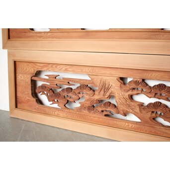 鶴松木彫欄間 2枚1組　R0388 