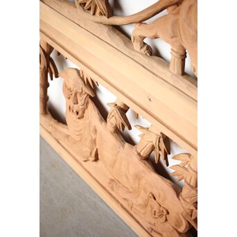 枠無 竹虎木彫欄間 2枚1組　R0389 