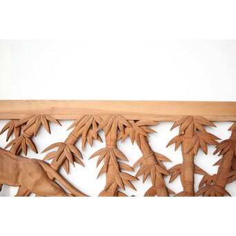 枠無 竹虎木彫欄間 2枚1組　R0389 