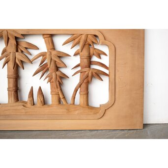 枠無 竹虎木彫欄間 2枚1組　R0389 