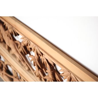 枠無 竹虎木彫欄間 2枚1組　R0389 