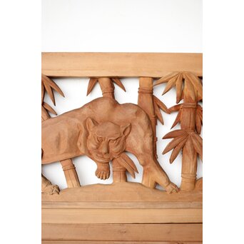 枠無 竹虎木彫欄間 2枚1組　R0389 首の位置がおかしいです