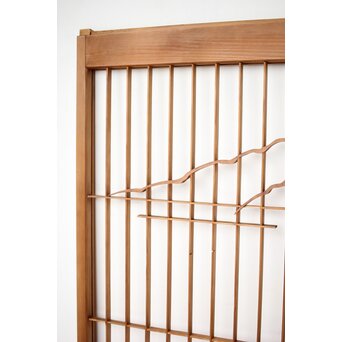 木彫彩色 漁村 書院 4枚1組　R0392 