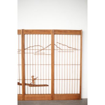 木彫彩色 漁村 書院 4枚1組　R0392 