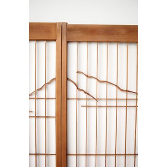 木彫彩色 漁村 書院 4枚1組　R0392 