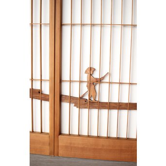 木彫彩色 漁村 書院 4枚1組　R0392 