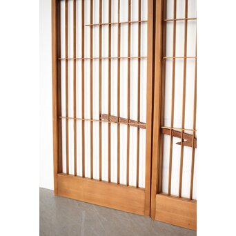 木彫彩色 漁村 書院 4枚1組　R0392 