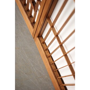 木彫彩色 漁村 書院 4枚1組　R0392 ガラスを入れる溝があります