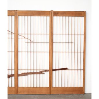 木彫彩色 漁村 書院 4枚1組　R0392 