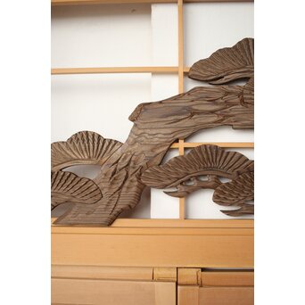 神代杉 鶴松書院欄間 3枚1組　R0393 